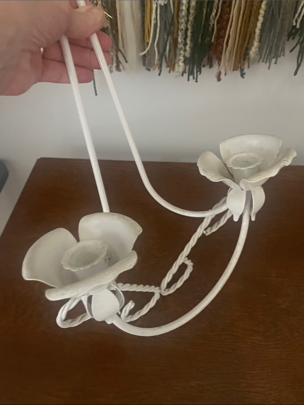 White Floral Metal Wall Sconce - Elegant Home Wall Decor - Picture 4 of 5